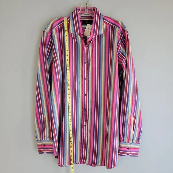 NWT ETRO Milano Rainbow Striped Button Up Men's Shirt Size 42 - Picture 6 of 11